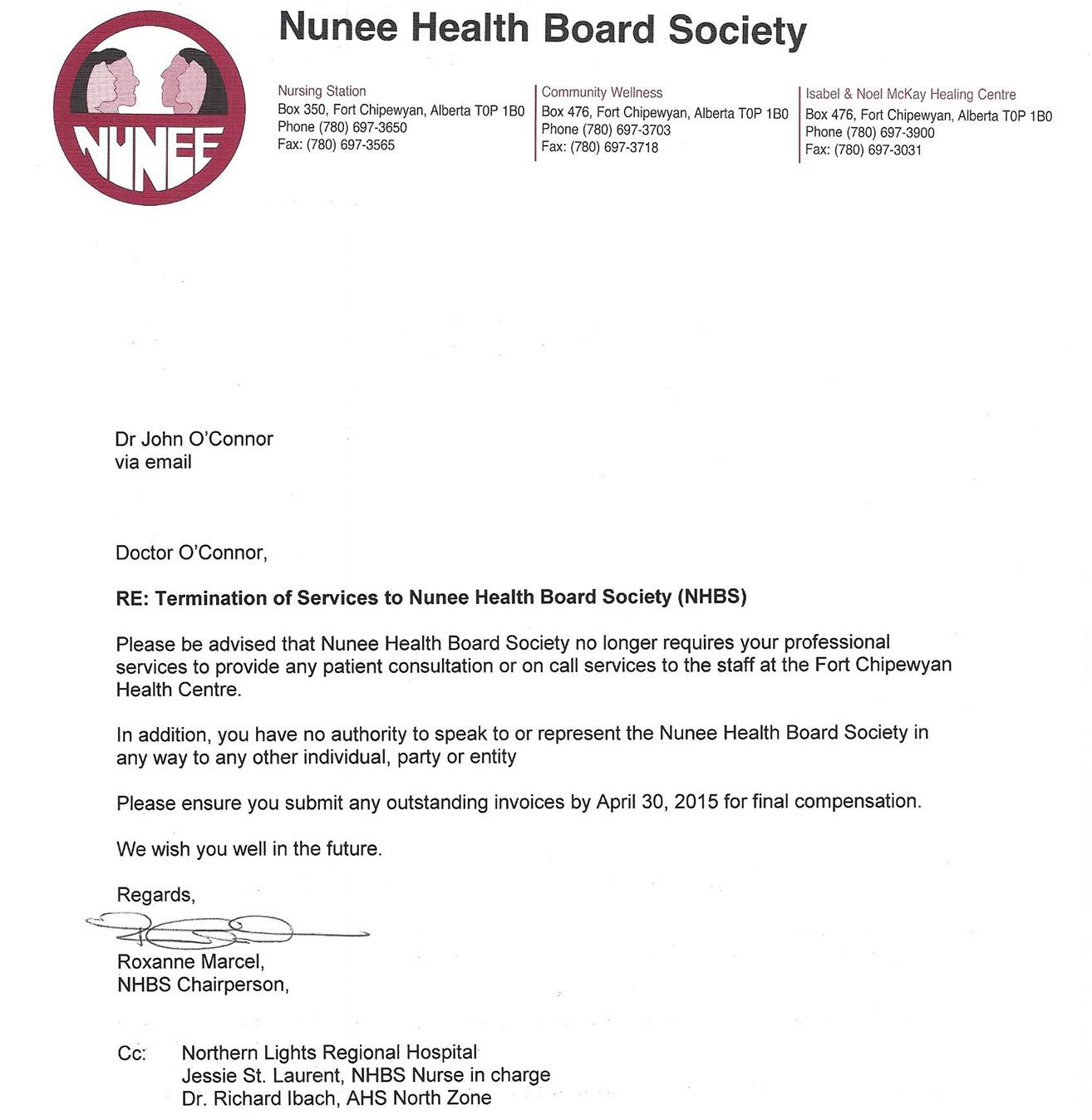 health board letter